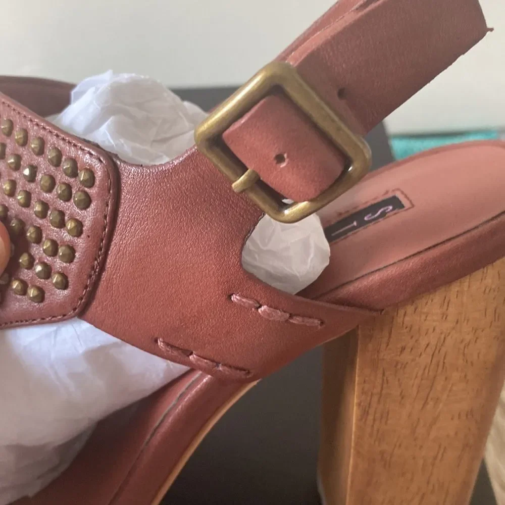 Steven by Steve Madden Carsenn Cognac Studded Leather Heels - Picture 15 of 15